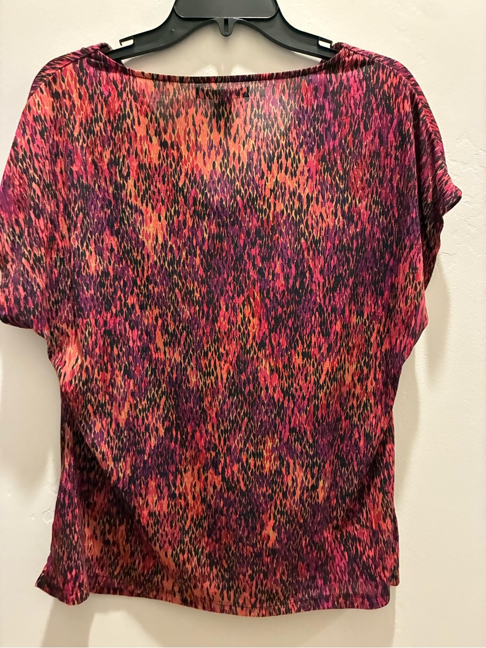 Kenneth Cole New York Draped Cowl Neck Short Sleeve Top - Pink Multi - Picture 2 of 3